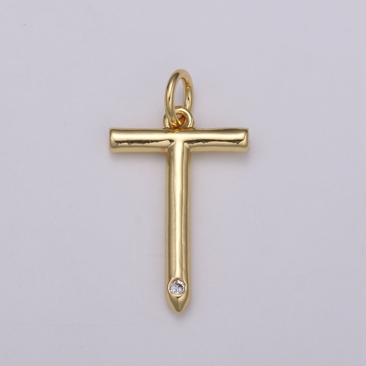 14K Gold Filled Minimalist Initial Clear CZ Personalized Letter Charm | A-171 to A-183