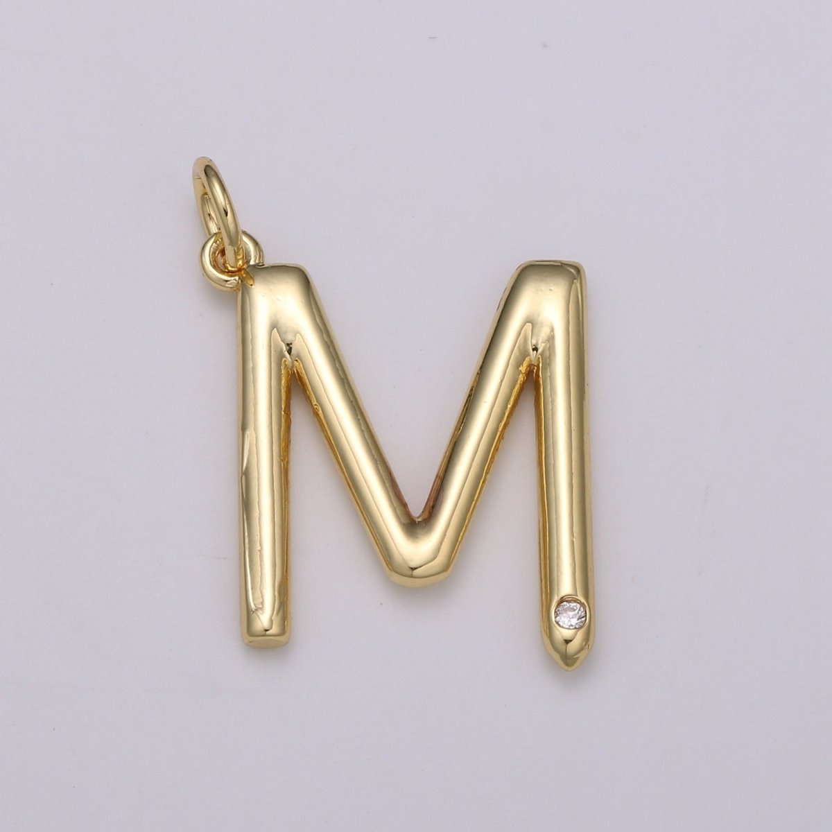 14K Gold Filled Minimalist Initial Clear CZ Personalized Letter Charm | A-171 to A-183