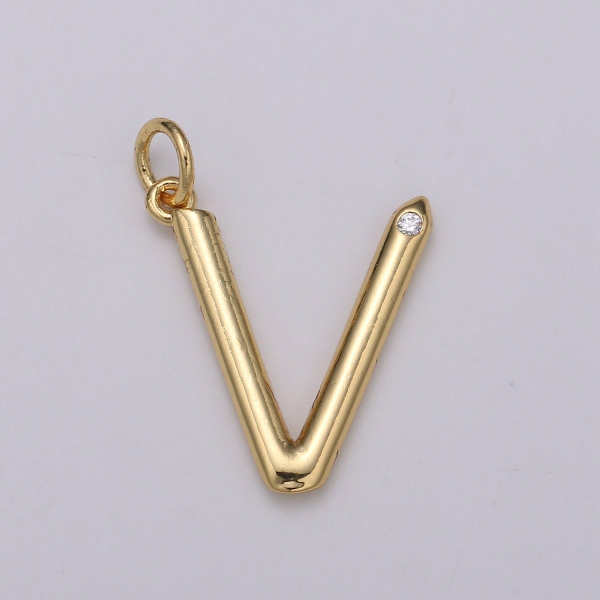 14K Gold Filled Minimalist Initial Clear CZ Personalized Letter Charm | A-171 to A-183