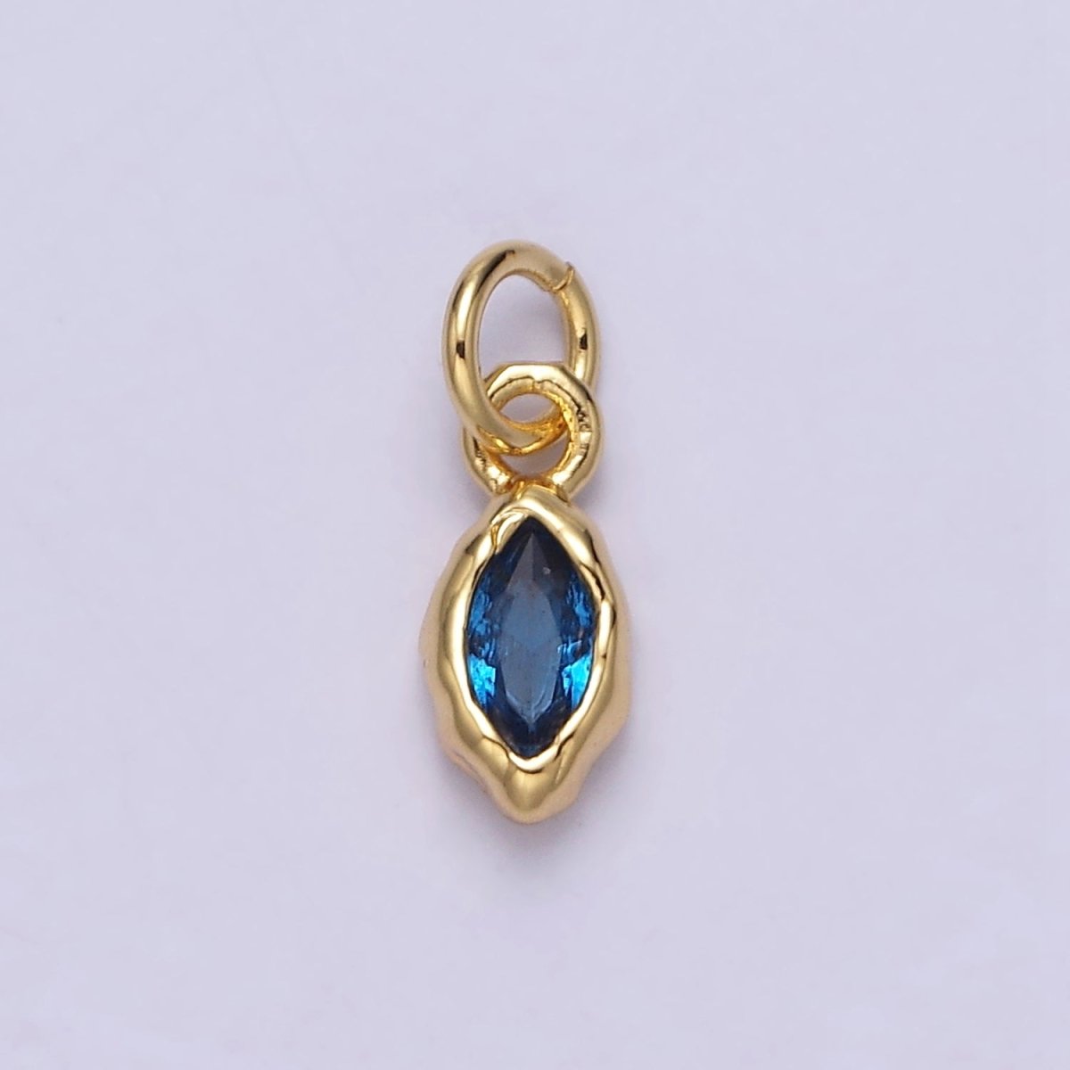 14K Gold Filled Molten Marquise Personalized Birth Month CZ Charm | AC-1378 - AC-1389