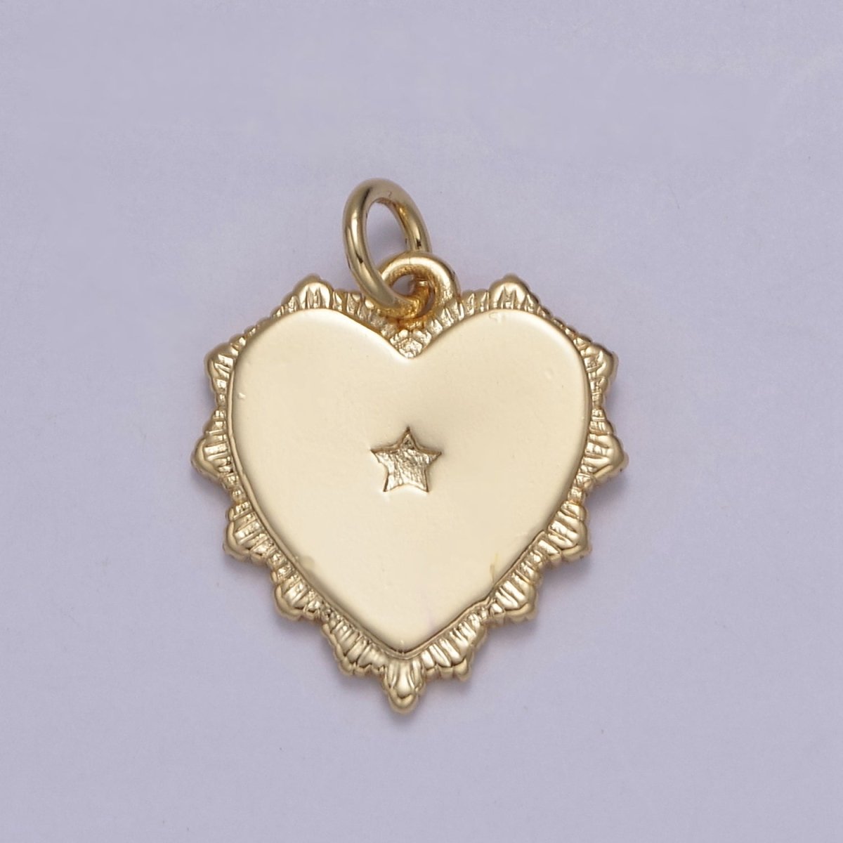 14k Gold Filled North Star Charm Cubic Zirconia Heart Pendant Pave CZ Celestial Sunburst Pendant Jewelry Making N-851