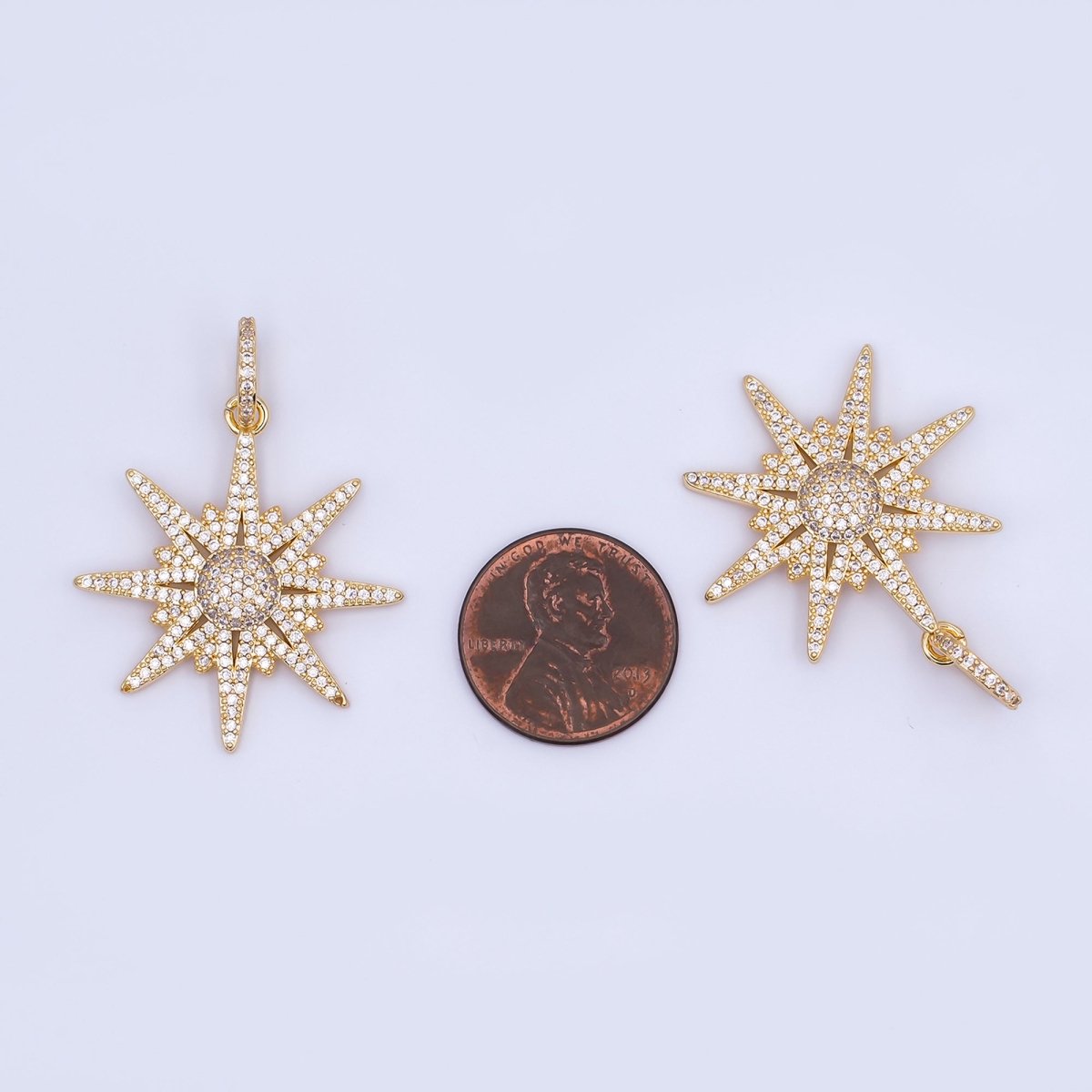 14K Gold Filled Northern Star Pendant Charm, Micro Pave Celestial Statement Pendant For Jewelry Necklace Supply Component H-808