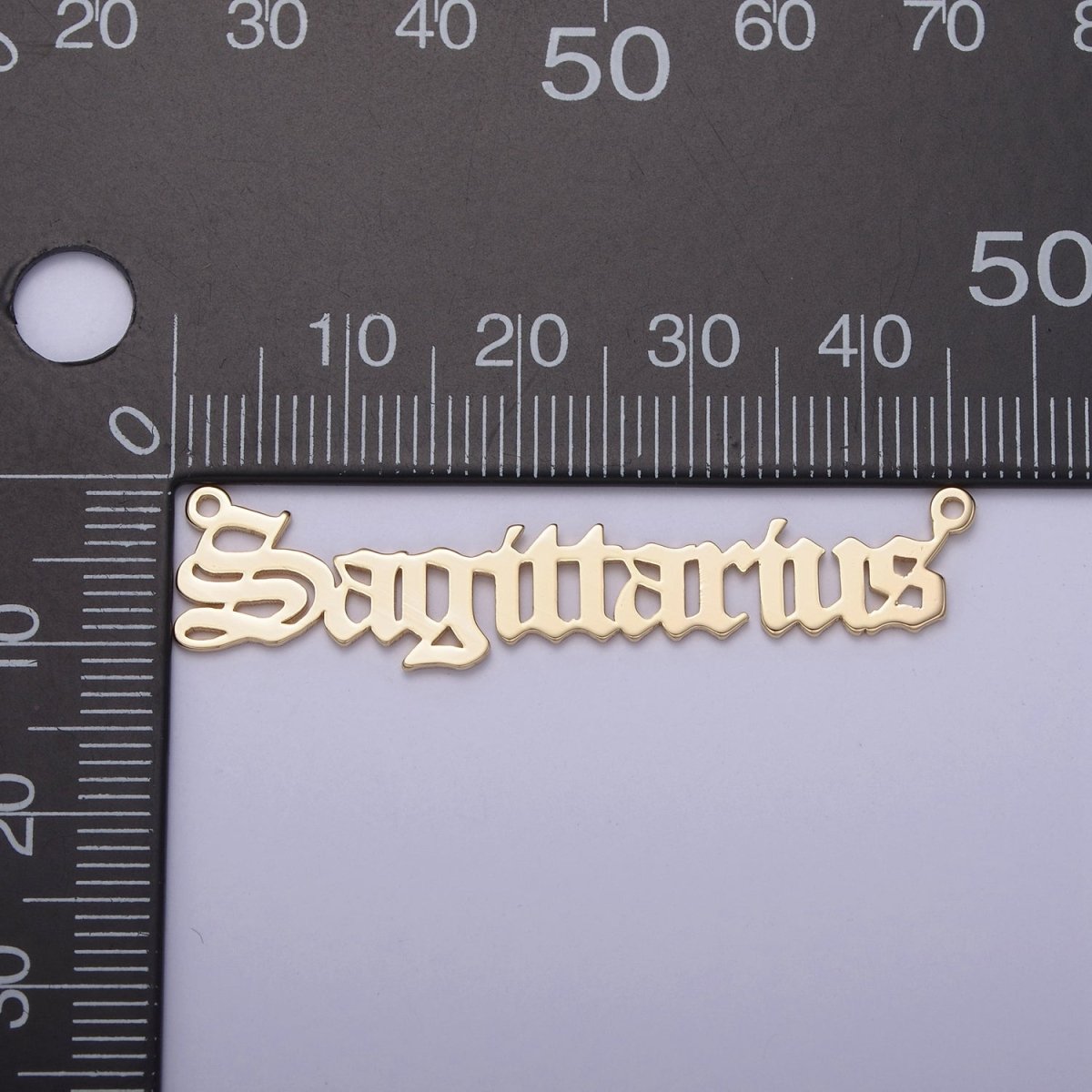 14k Gold Filled Old English Font Zodiac Charms Connector for Necklace Bracelet Link Connector Astrology Necklace Charm Personalized Jewelry Wholesale A-A1725-A-A1730