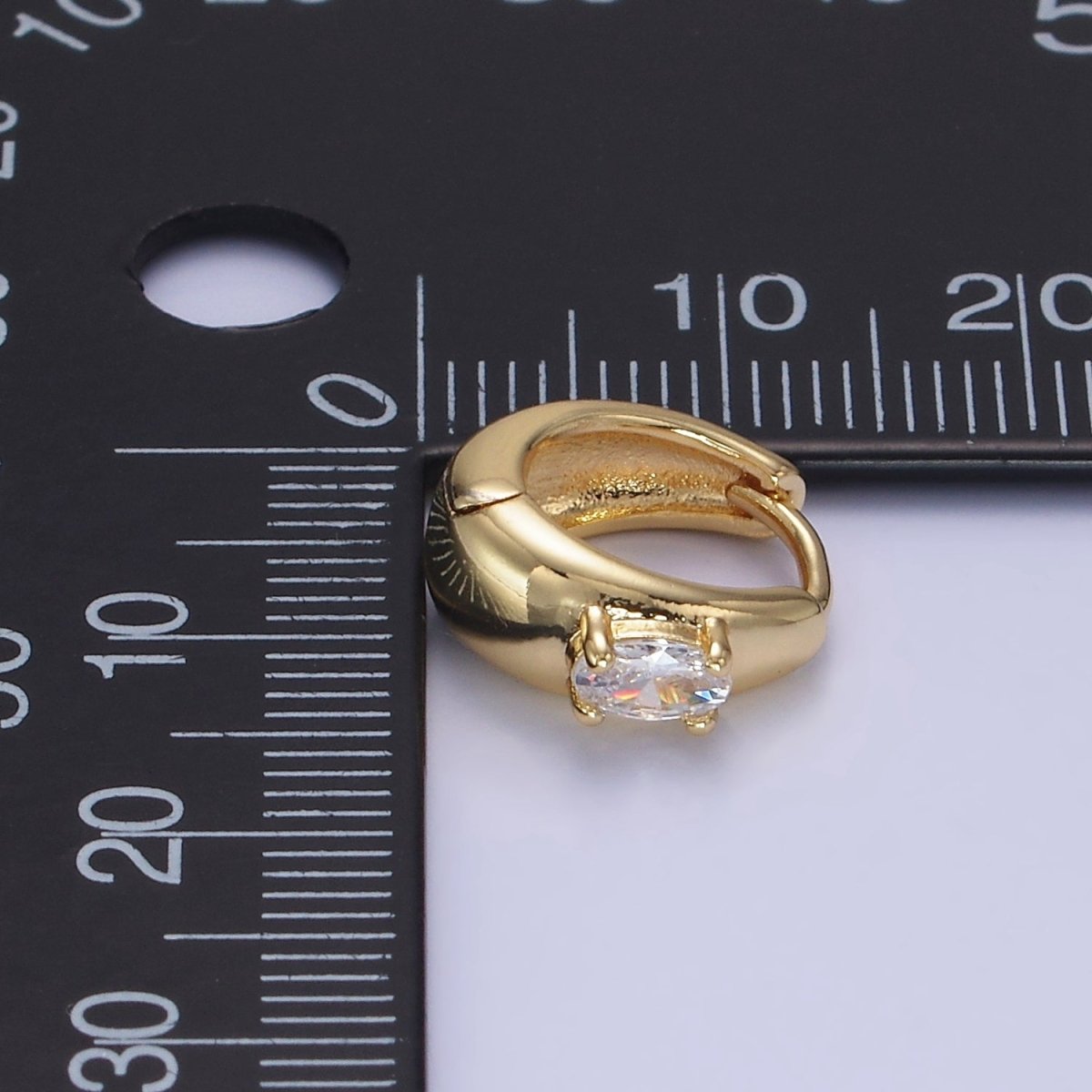 14K Gold Filled Oval CZ Dome Huggie Earrings | AB1258