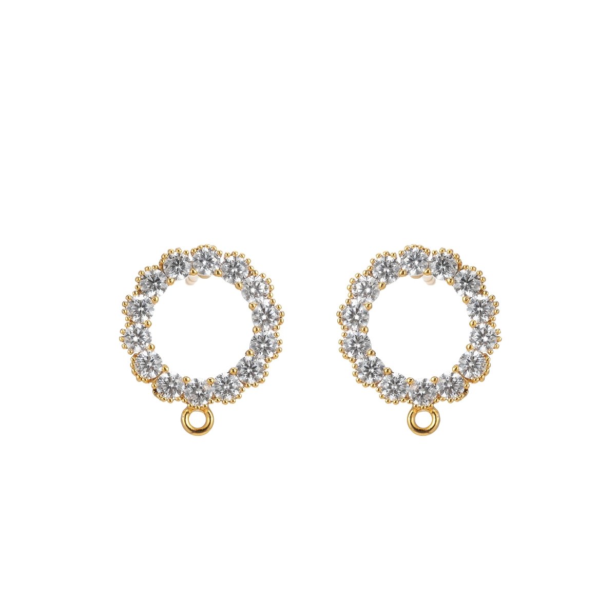 14K Gold Filled Pave CZ Stud Earring with Open Link for Earring Component supply  L-324