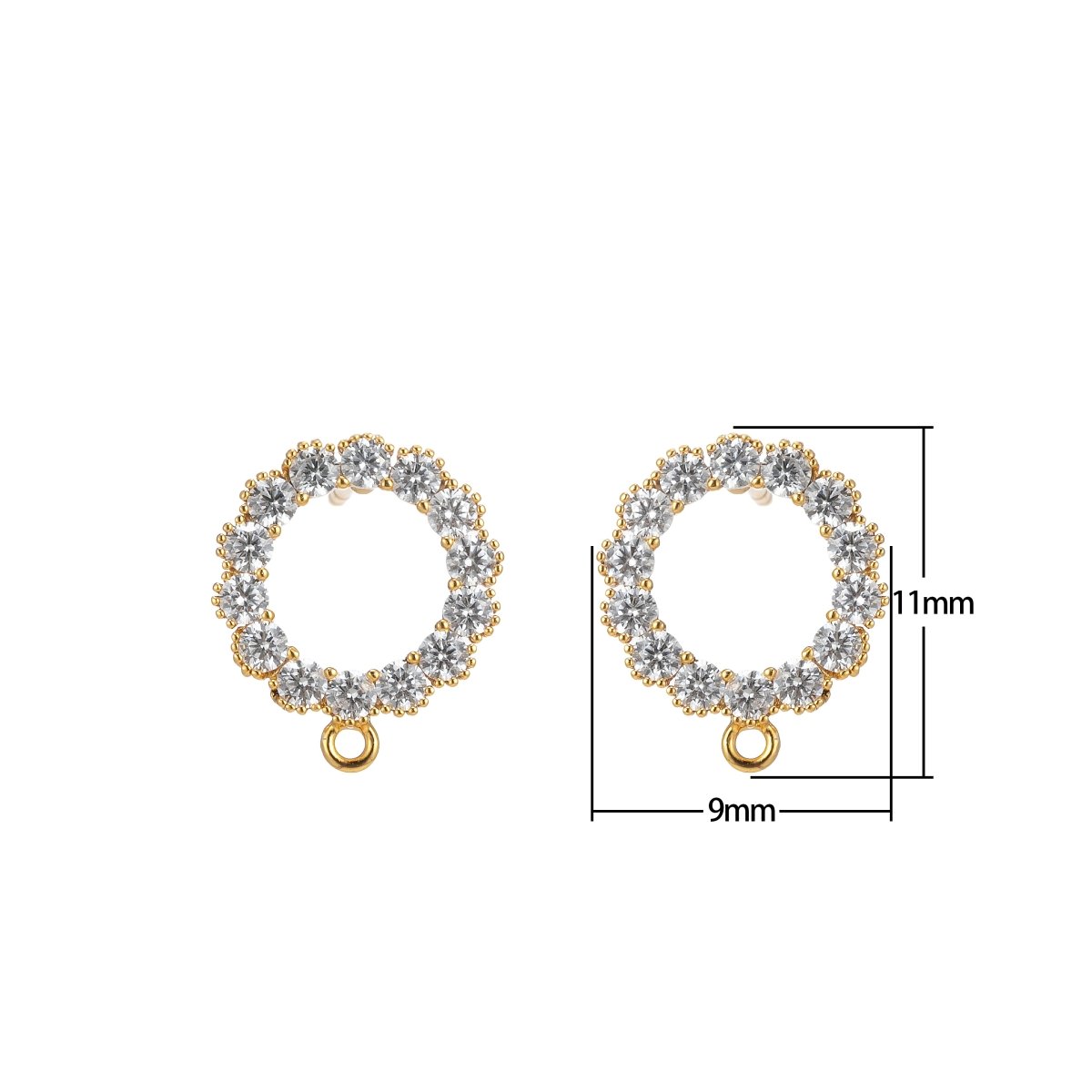 14K Gold Filled Pave CZ Stud Earring with Open Link for Earring Component supply  L-324