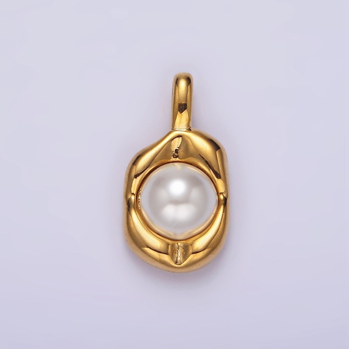 14K Gold Filled Pearl Molten Hammered Tag Pendant in Gold & Silver | AH045 AH046