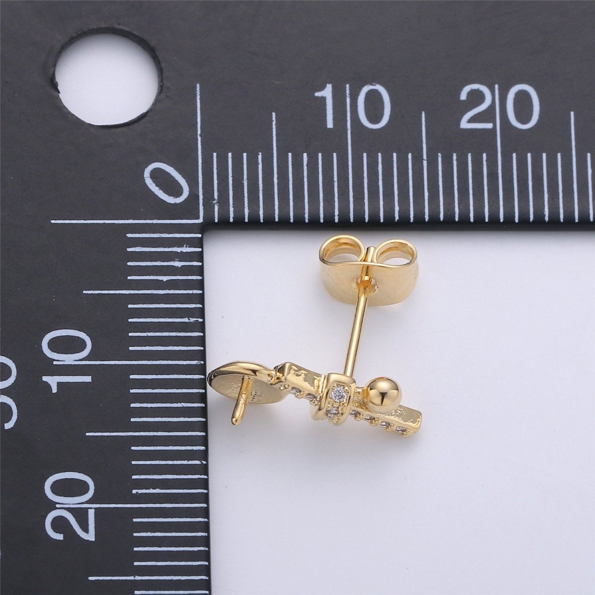 14K Gold Filled Pearl Post Earring Mountings with open ring Earring Backs Included, Earring components  K-413