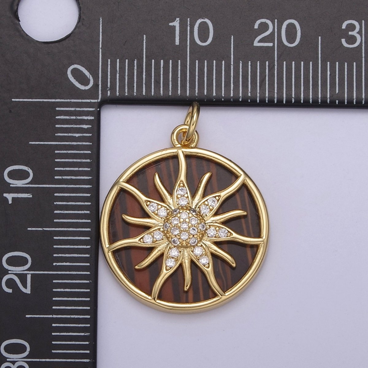 14K Gold Filled Pearl, Tiger Eye, Abalone Shell Charm Pendant Sun Ray Charm for Celestial Necklace Bracelet Jewelry Making N-690 - N-692