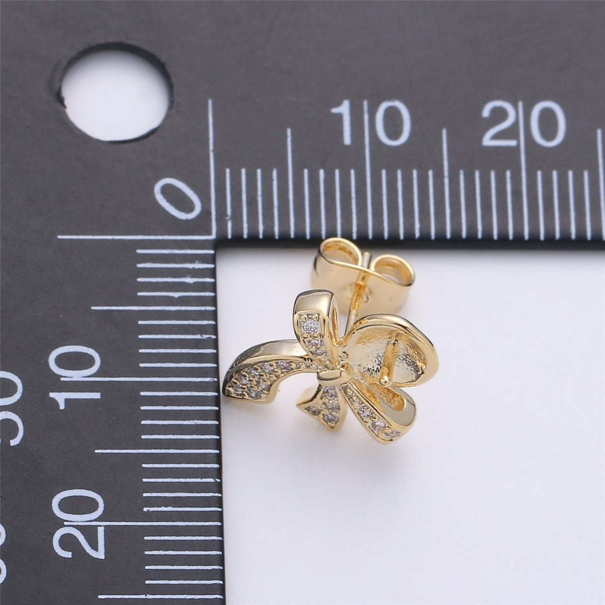 14K Gold Filled Ribbon Ear Posts Pearl Post Earring Mountings with open ring Earring Backs Included, Earring components K-414