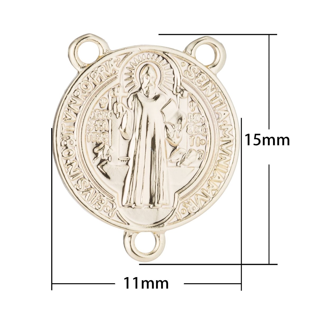 14K Gold Filled Rosary Centerpiece, Double Sided, Cross, Immaculate Heart, Rosary Making, Necklace Pendant, Findings for Jewelry Making F-188