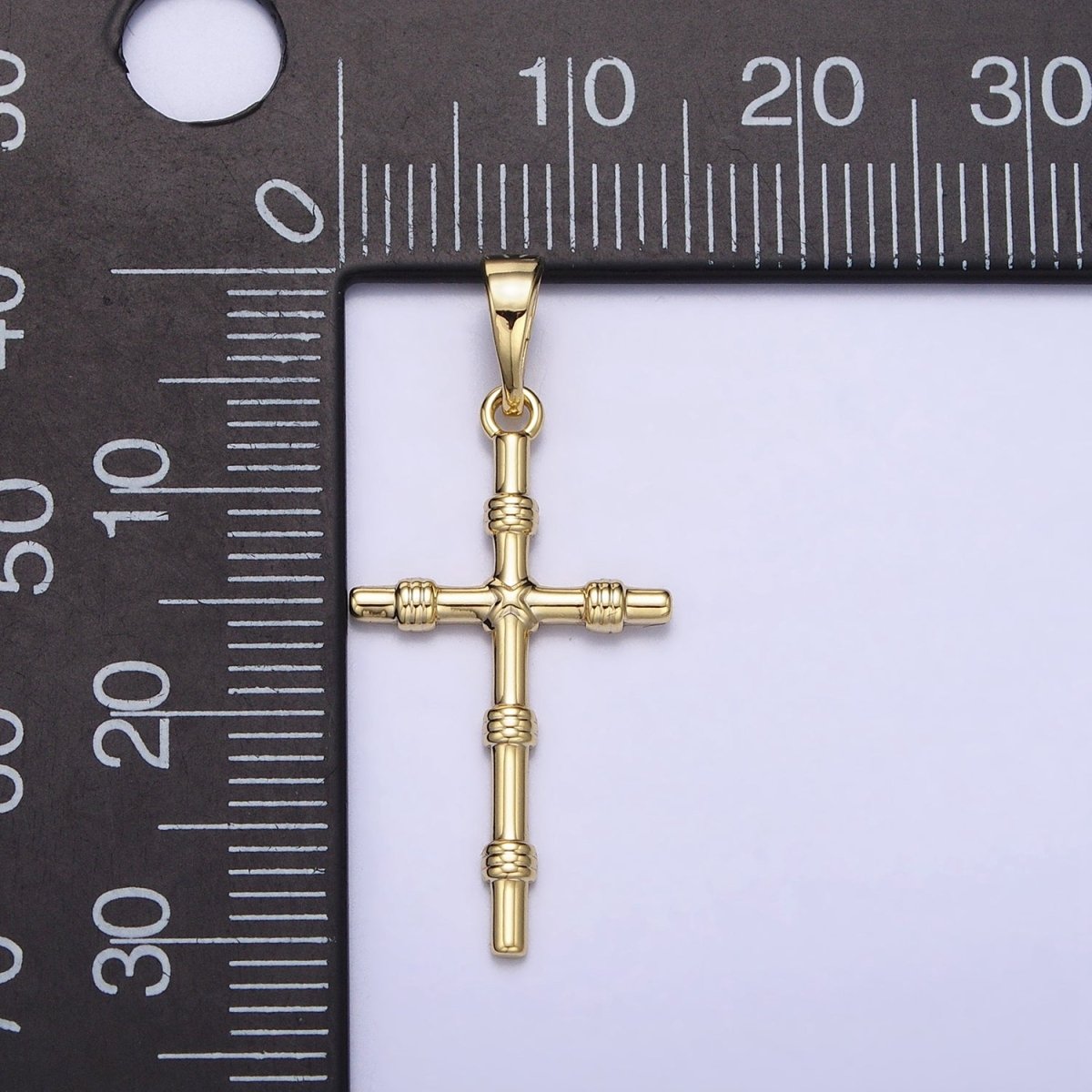 14K Gold Filled Slim Simple Cross Charm Religious Pendant AA297