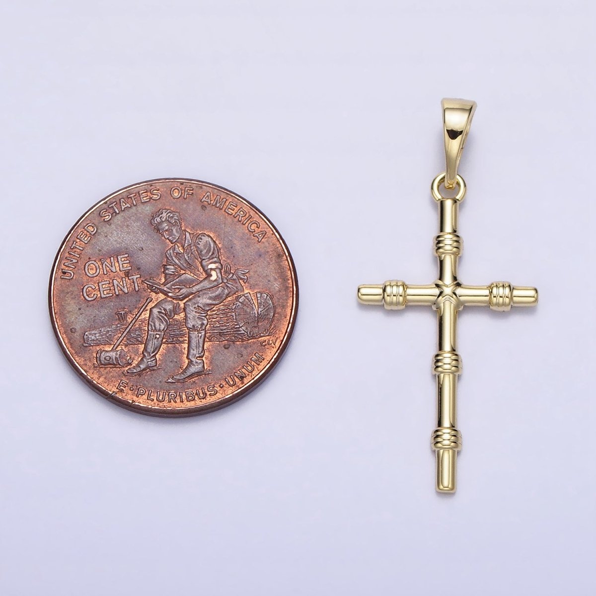 14K Gold Filled Slim Simple Cross Charm Religious Pendant AA297