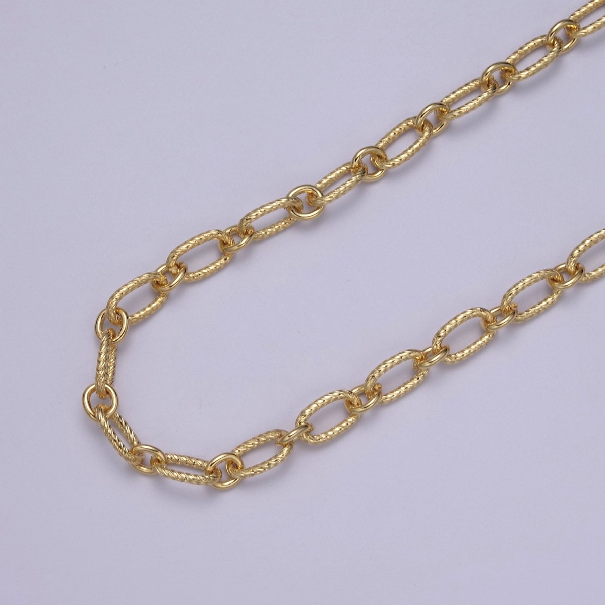14K Gold Plated Textured Cable Unfinished Chain, Unique Cable Roll by Yard For Jewelry Making | ROLL-707 Clearance Pricing