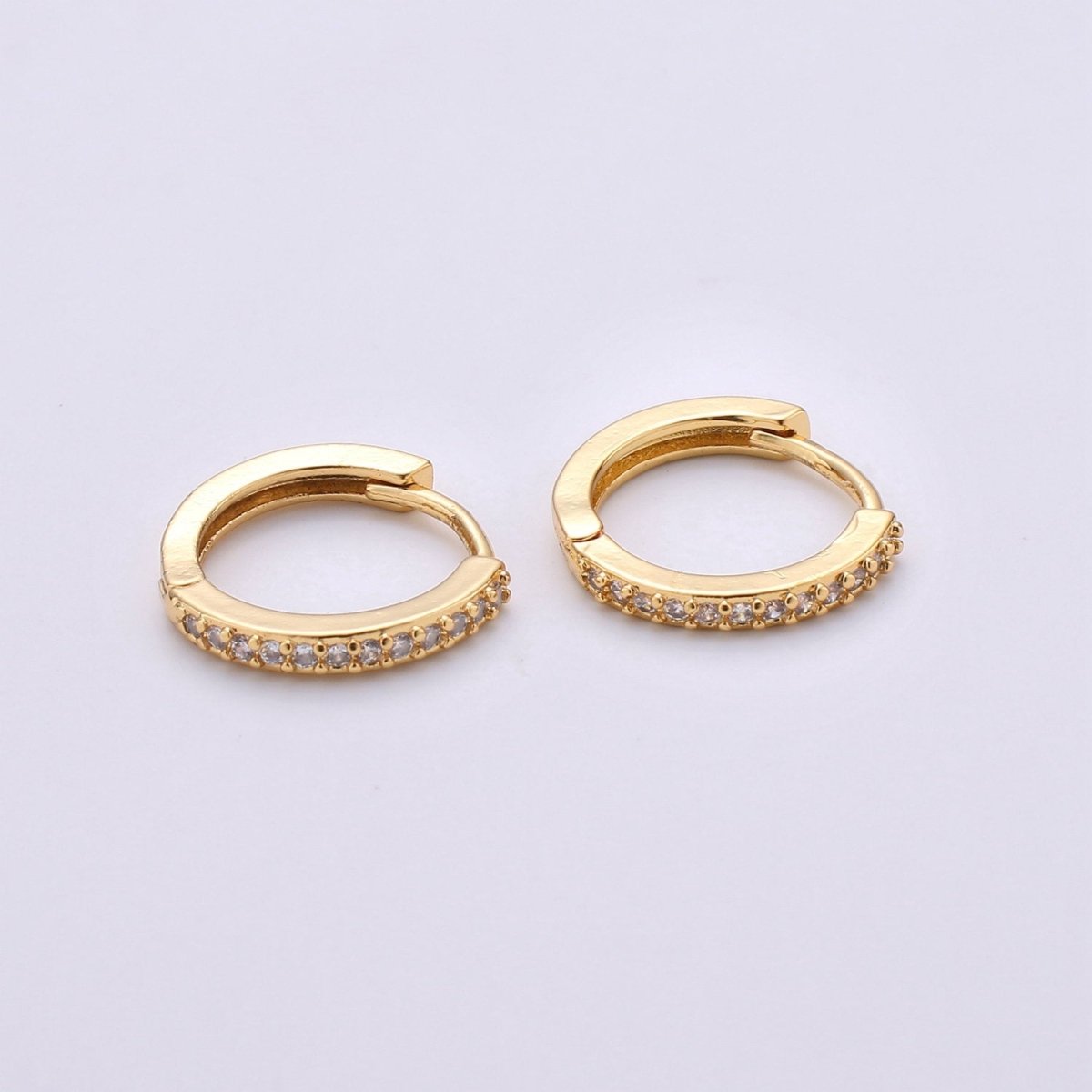 14k Gold Filled Thin Mini Ear Huggie Hoop Earrings, GOLD - micro pave cz cartilage hoops Earring K-498 K-499