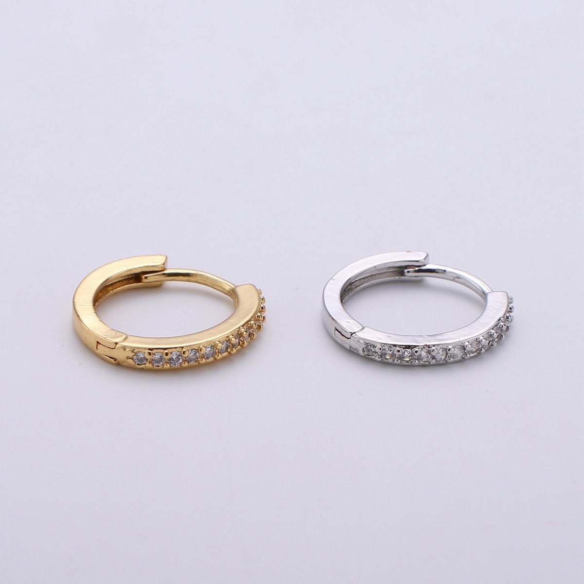 14k Gold Filled Thin Mini Ear Huggie Hoop Earrings, GOLD - micro pave cz cartilage hoops Earring K-498 K-499