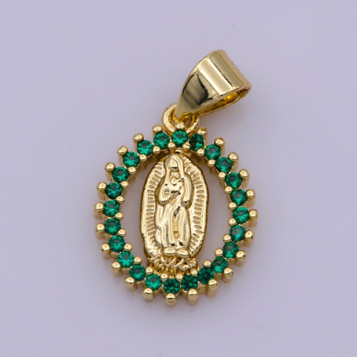 14k Gold Filled Virgin Mary Pendant Necklace Pink Micro Pave Virgen de Guadalupe Medallion Pendant for Necklace Religious Jewelry Supply I-901~I-904 N-1406
