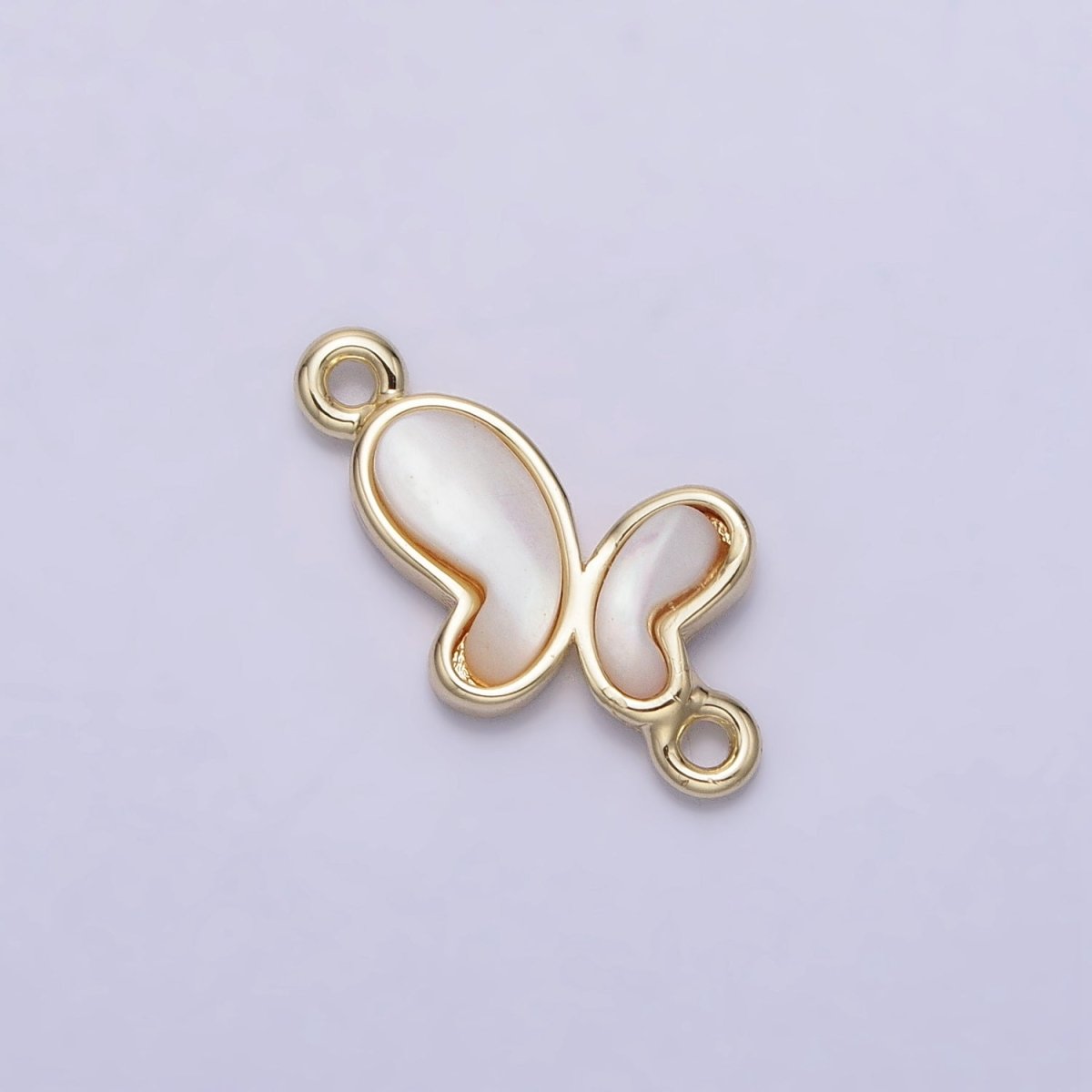 14K Gold Filled Wavy Butterfly Mariposa Shell Pearl Connector | Y-874