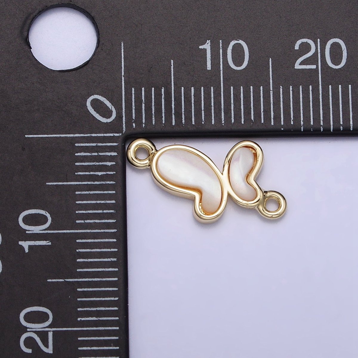 14K Gold Filled Wavy Butterfly Mariposa Shell Pearl Connector | Y-874