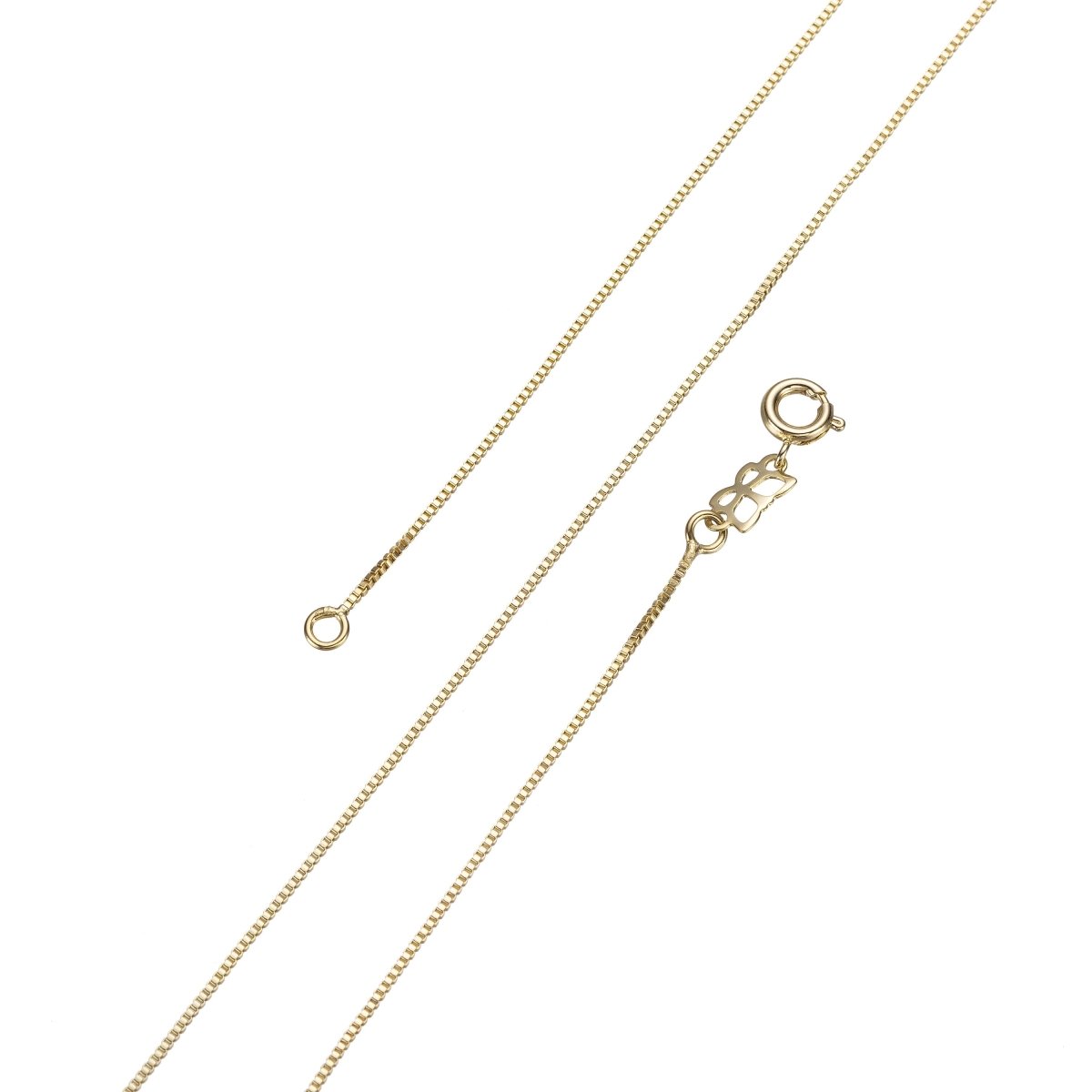 14K Gold Filled 16, 17.5" Box Necklace w/ Spring Rings, 1mm in Width | CN-318