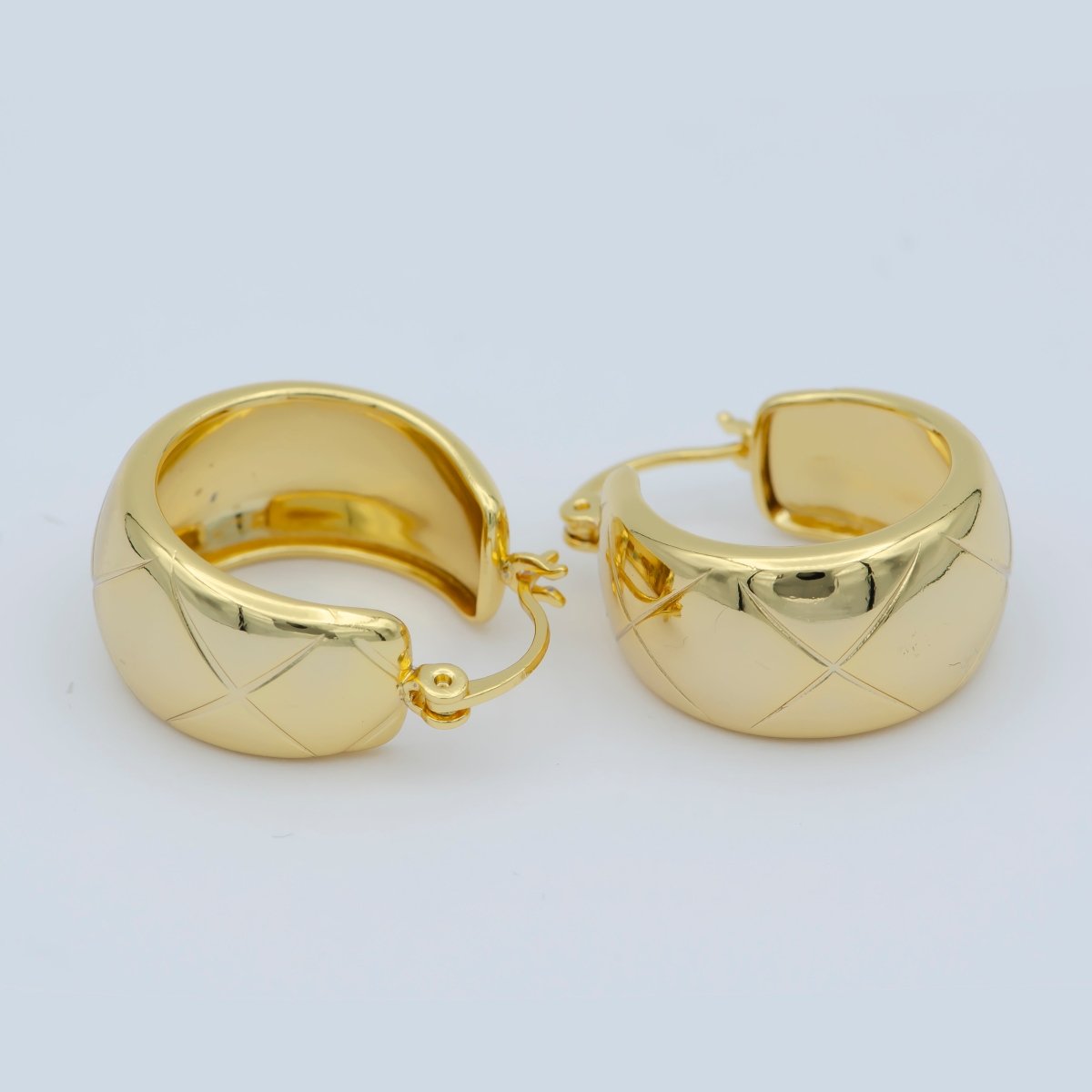 14K Gold Thick Hoops - Gold Thick Hoop Earrings - Chunky Thick Hoops - Light Weight Hoops Dome Earring P-268