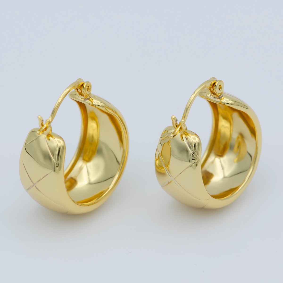 14K Gold Thick Hoops - Gold Thick Hoop Earrings - Chunky Thick Hoops - Light Weight Hoops Dome Earring P-268