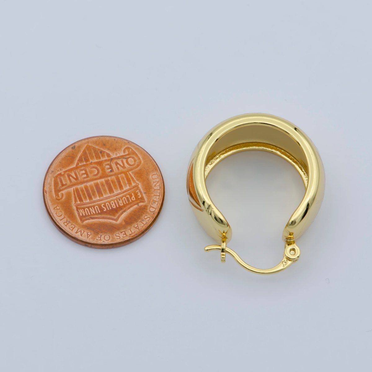 14K Gold Thick Hoops - Gold Thick Hoop Earrings - Chunky Thick Hoops - Light Weight Hoops Dome Earring P-268