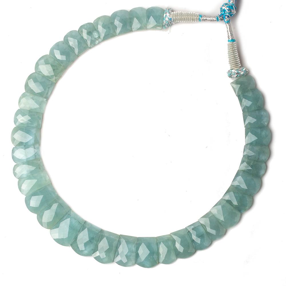 14x10-21x15mm Aquamarine double drilled faceted fancy shape collar 35 beads