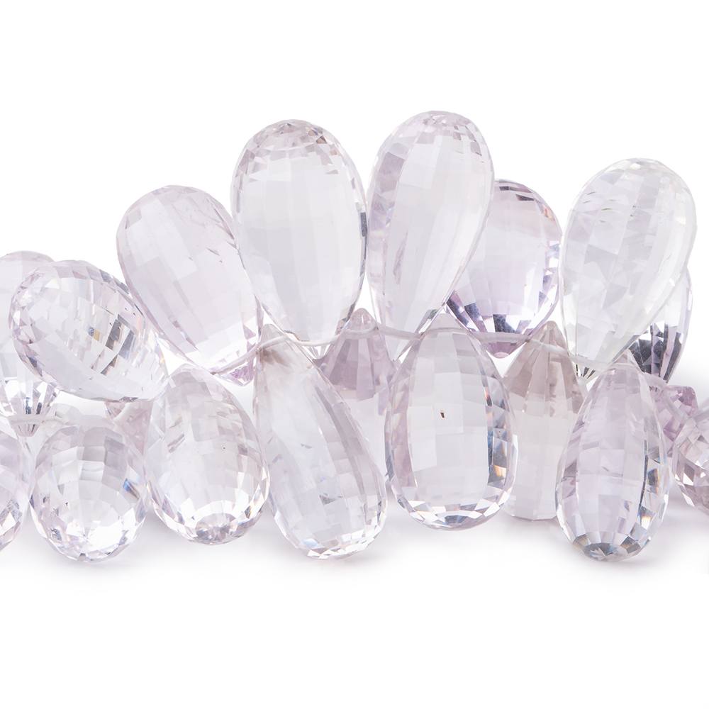 14x8-21x11mm Pink Amethyst Checkerboard Faceted Tear Drops 8 inch 62 Beads
