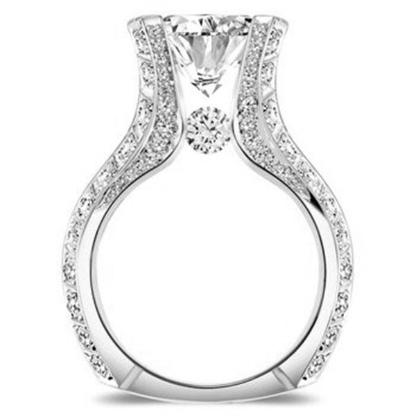 Women's Luxury White Gold Plated Inlaid Zircon Big Rings