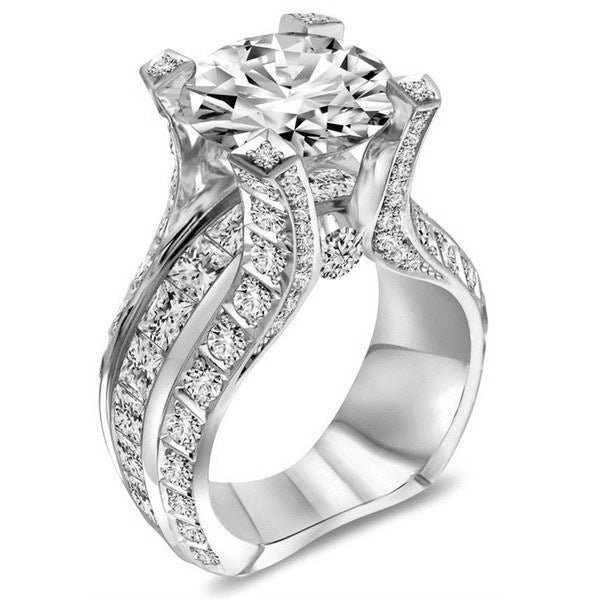 Women's Luxury White Gold Plated Inlaid Zircon Big Rings