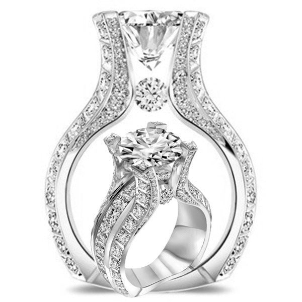 Women's Luxury White Gold Plated Inlaid Zircon Big Rings