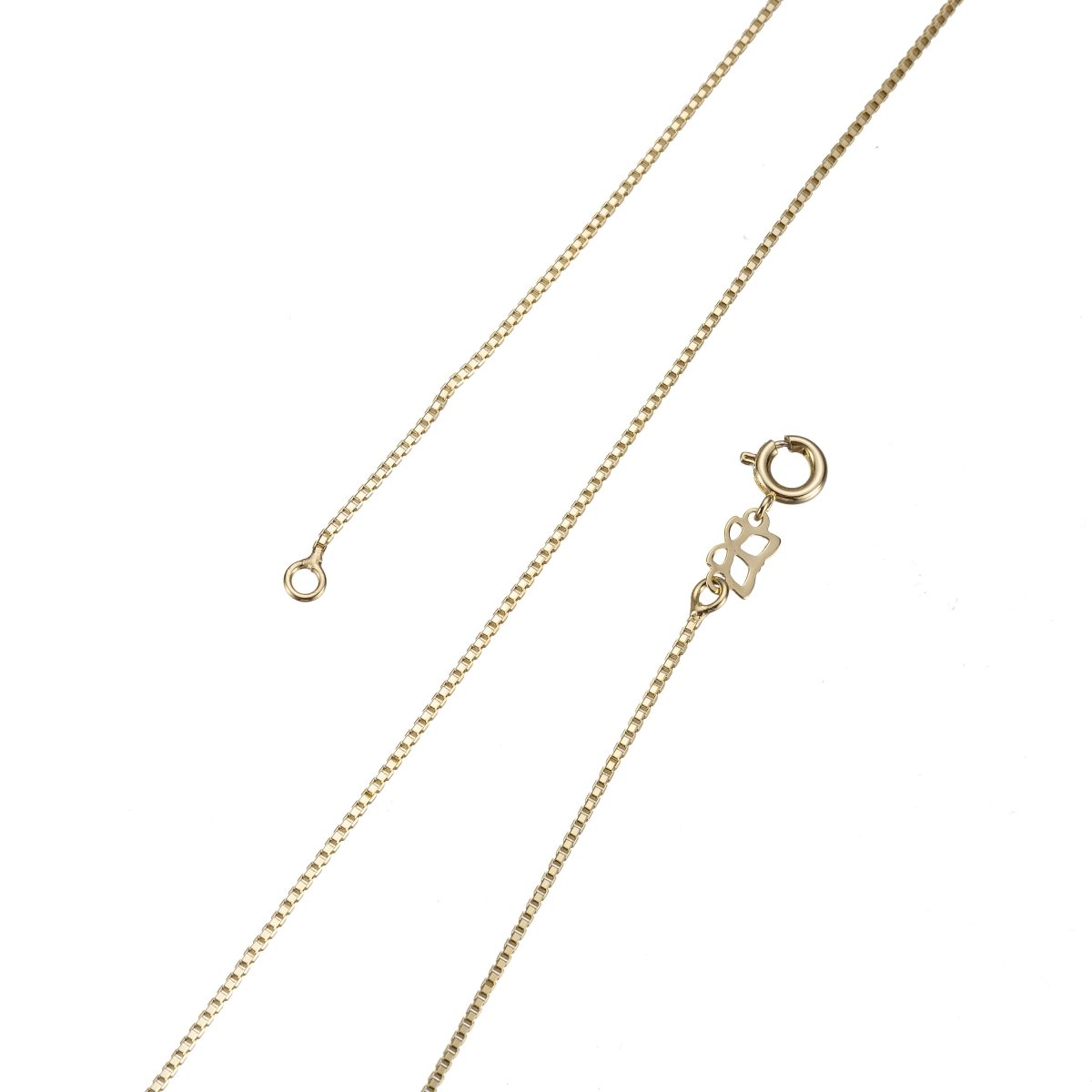 15.5 Inches Rolo Chain Necklace, Dainty 1mm Rolo, 24K Gold Plated Rolo Chain Necklace w/Spring Ring | CN-236