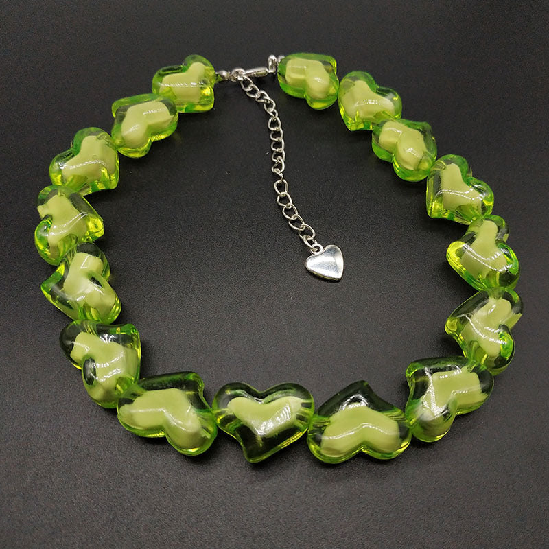Heart Ornament Valentine's Day Acrylic Beads Love Necklaces