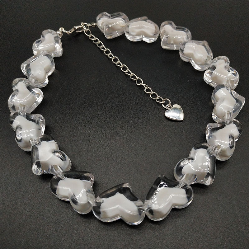 Heart Ornament Valentine's Day Acrylic Beads Love Necklaces