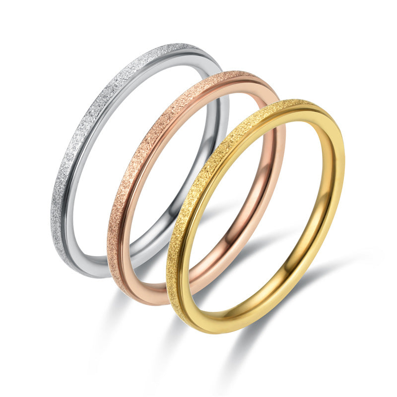 Women's Very Simple Fine Frosted Female Couple Ring