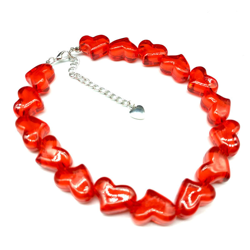 Heart Ornament Valentine's Day Acrylic Beads Love Necklaces