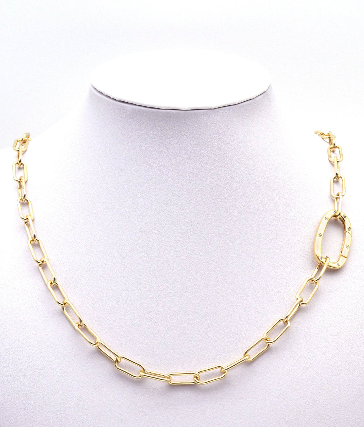 CZ Oval Gold Clasp , Sku#ML64