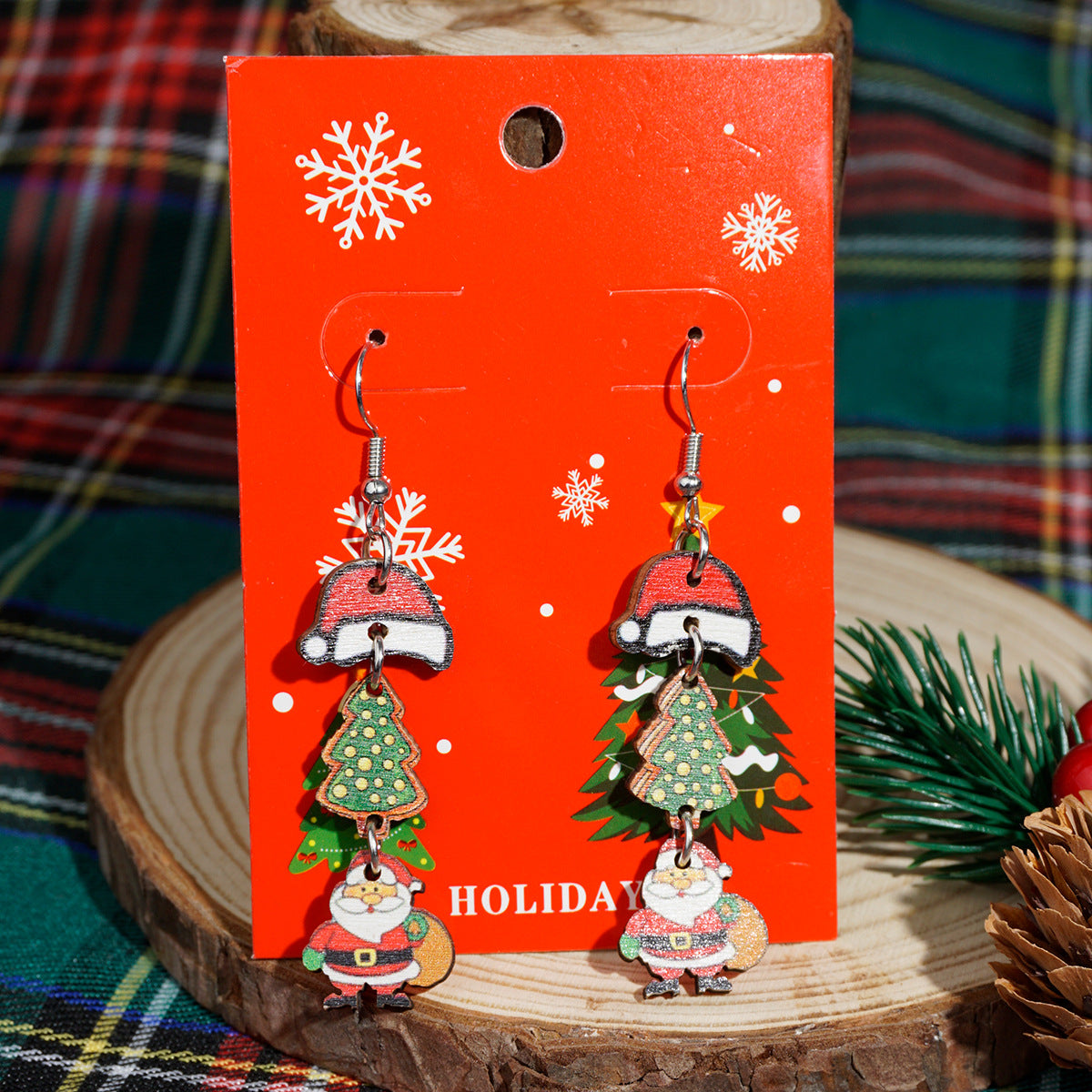 European And American Cross-Border Hot Selling New Christmas Pendant Earrings Cartoon Diamond Alloy Material Christmas Earrings Series Wholesale