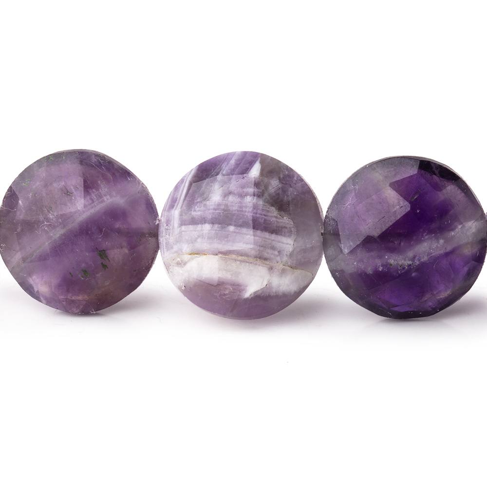 15mm Cape Amethyst Faceted Coin Beads 8 inch 13 pieces
