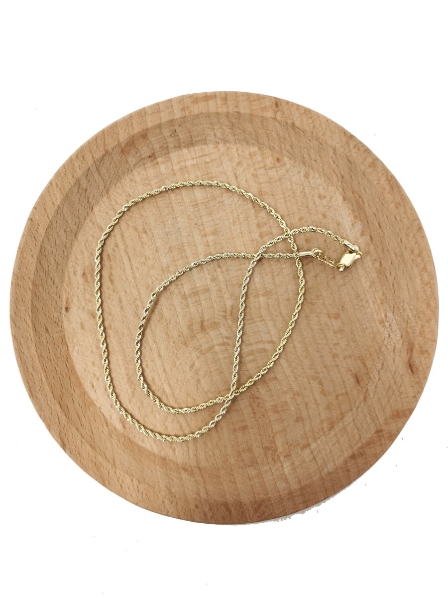 1.5mm Rope Chain Necklace - 14K Gold Plated Necklace Chain - 17.7 Inches Rope Necklace w/Lobster Clasps | CN-562  Clearance Pricing