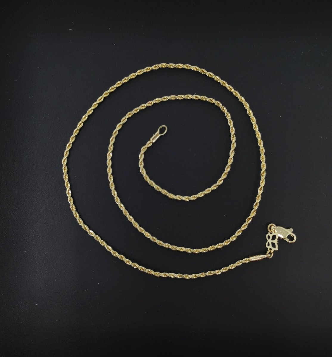 1.5mm Rope Chain Necklace - 14K Gold Plated Necklace Chain - 17.7 Inches Rope Necklace w/Lobster Clasps | CN-562  Clearance Pricing