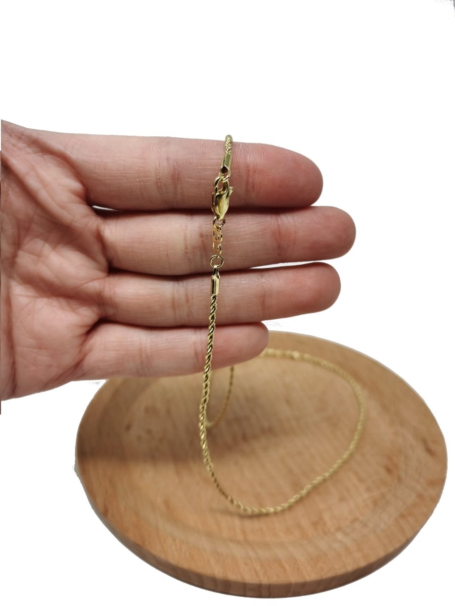 1.5mm Rope Chain Necklace - 14K Gold Plated Necklace Chain - 17.7 Inches Rope Necklace w/Lobster Clasps | CN-562  Clearance Pricing