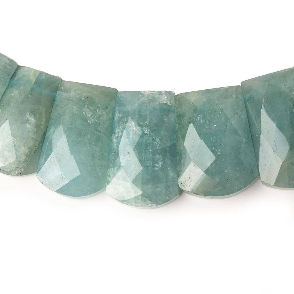 15x10-21x14mm Milky Aquamarine double drilled faceted fancy shape collar 33 beads