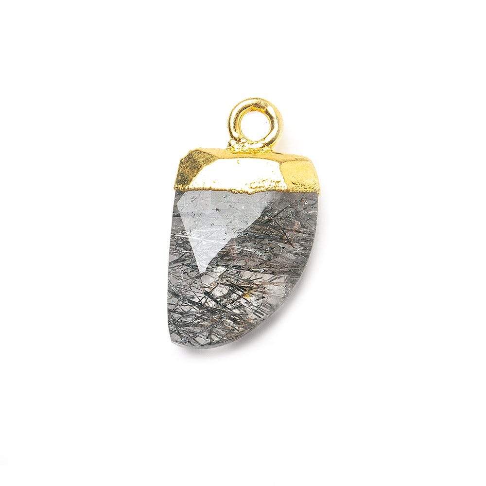 15x10mm Gold Leafed Black Tourmalinated Quartz Horn Pendant 1 piece