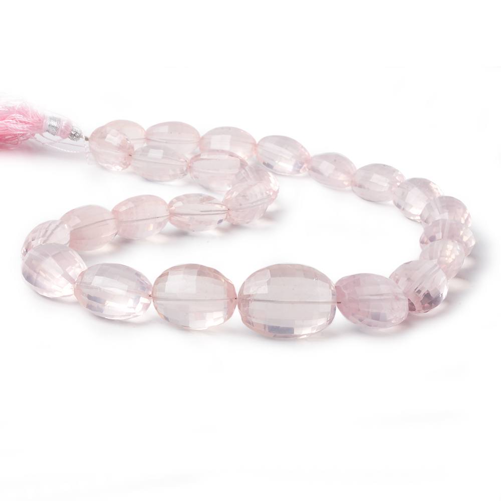 15x12-19x15mm Rose Quartz checkerboard faceted oval beads 16 inch 25 pcs AAA