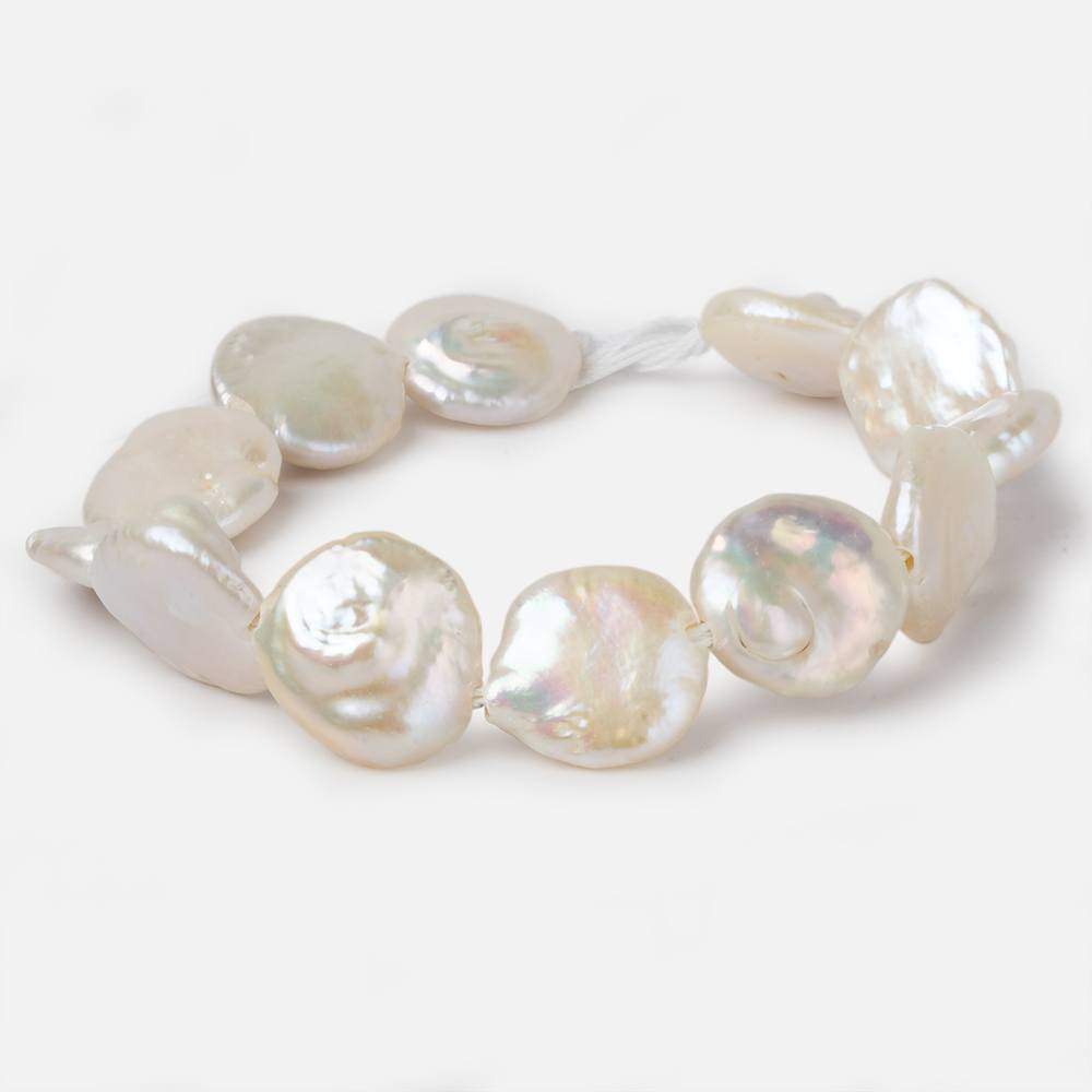 15x17mm Large Hole Off White Coin Freshwater Pearls 8 inch 12 pieces