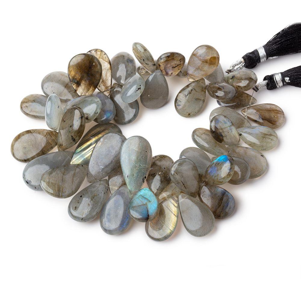 15x9-24x13mm Labradorite Plain Pear Beads 8 inch 47 beads