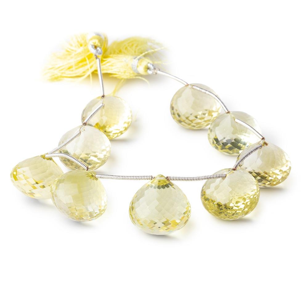 16-18mm Lemon Quartz Faceted Candy Kiss Beads 7 inch 9 pieces