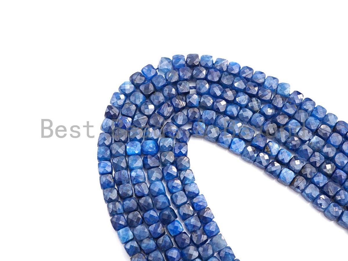 High Quality Natural kyanite Beads, 4mm Kyanite Faceted Cube Beads, 16" Full Strand , Sku#U813